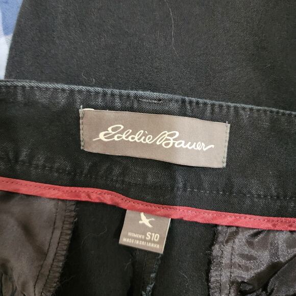 Eddie Bauer Slightly Curvy Fit Straight Leg Chino Pants Size S10 Black Stretch - Picture 5 of 8
